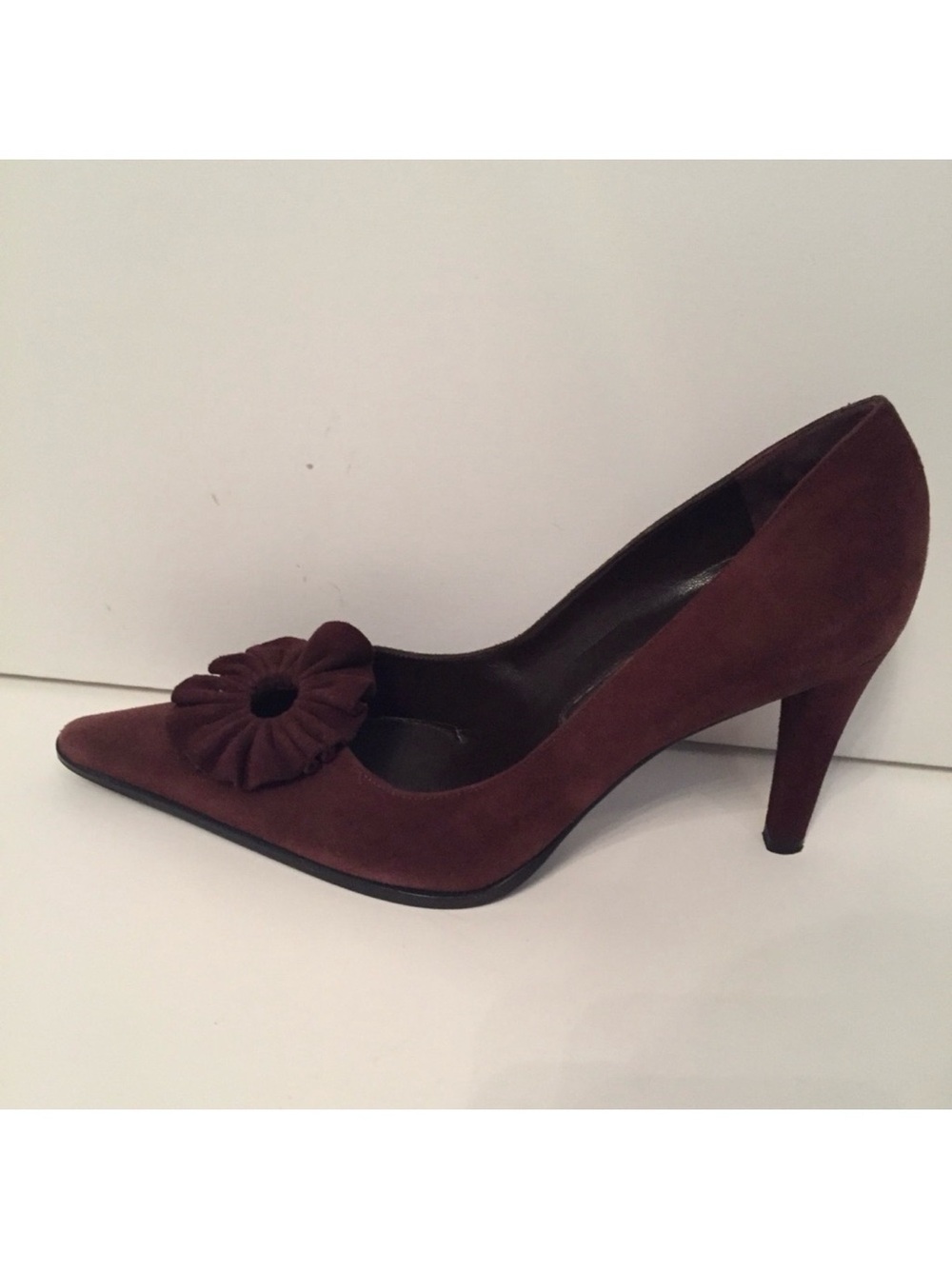 SERGIO ROSSI SHOES HEELS BROWN SUEDE LEATHER POINTED TOE ITALY SIZE 36.5 6.5